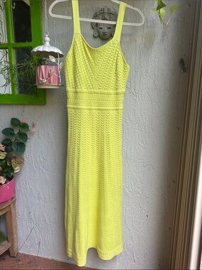 Haute Hippie Neon Yellow Textured Maxi Dress